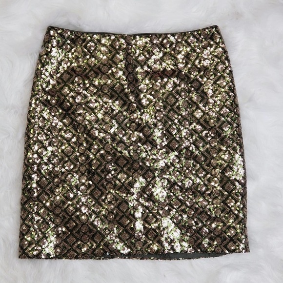 Banana Republic green and gold sequin skirt - Picture 2 of 6